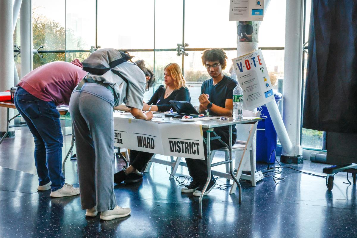 Voters arrive to cast their vote at a voting center in Hoboken, N.J., on Nov. 5, 2024. (Kena Betancur/Getty Images)