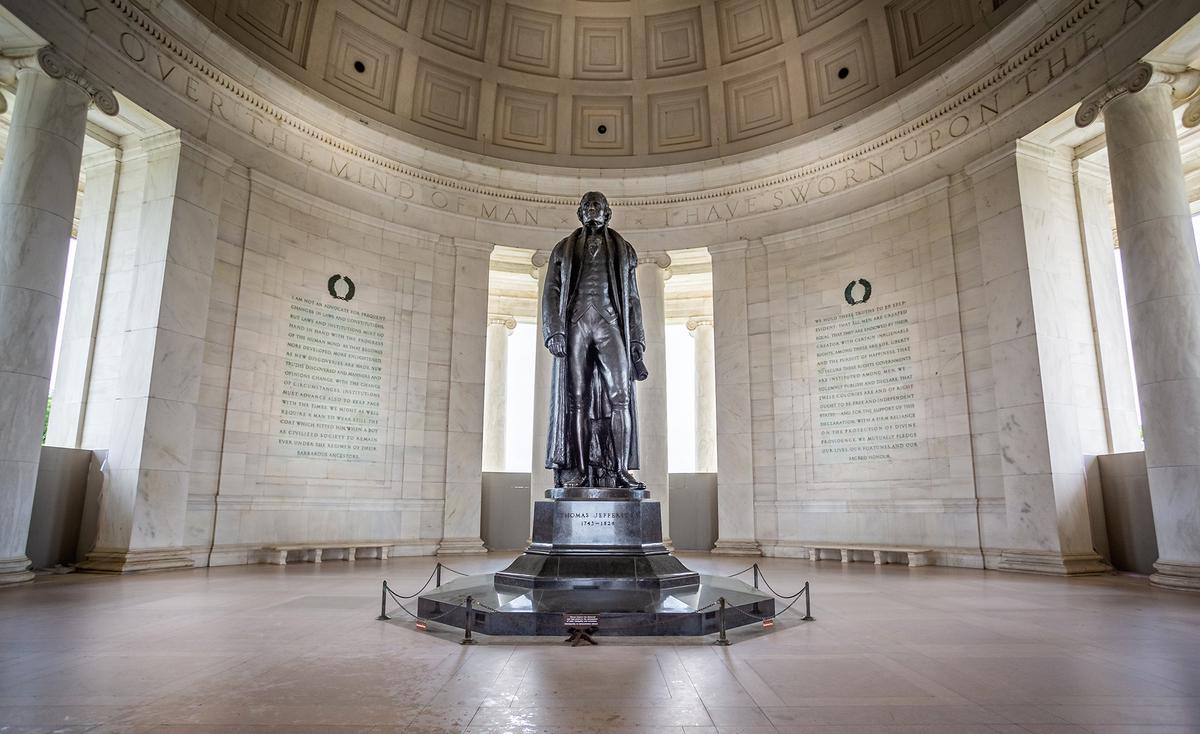 A statue of Thomas Jefferson stands in the Jefferson Memorial in Washington. (Nigel Jarvis/Shutterstock)