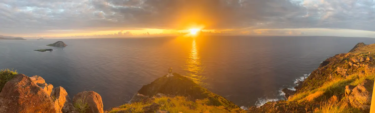 While visitors can't enter the lighthouse, they can see a brighter light—the sun at daybreak—from the stellar vantage point at the Makapu'u Lighthouse's observation deck. (Deena Bouknight)