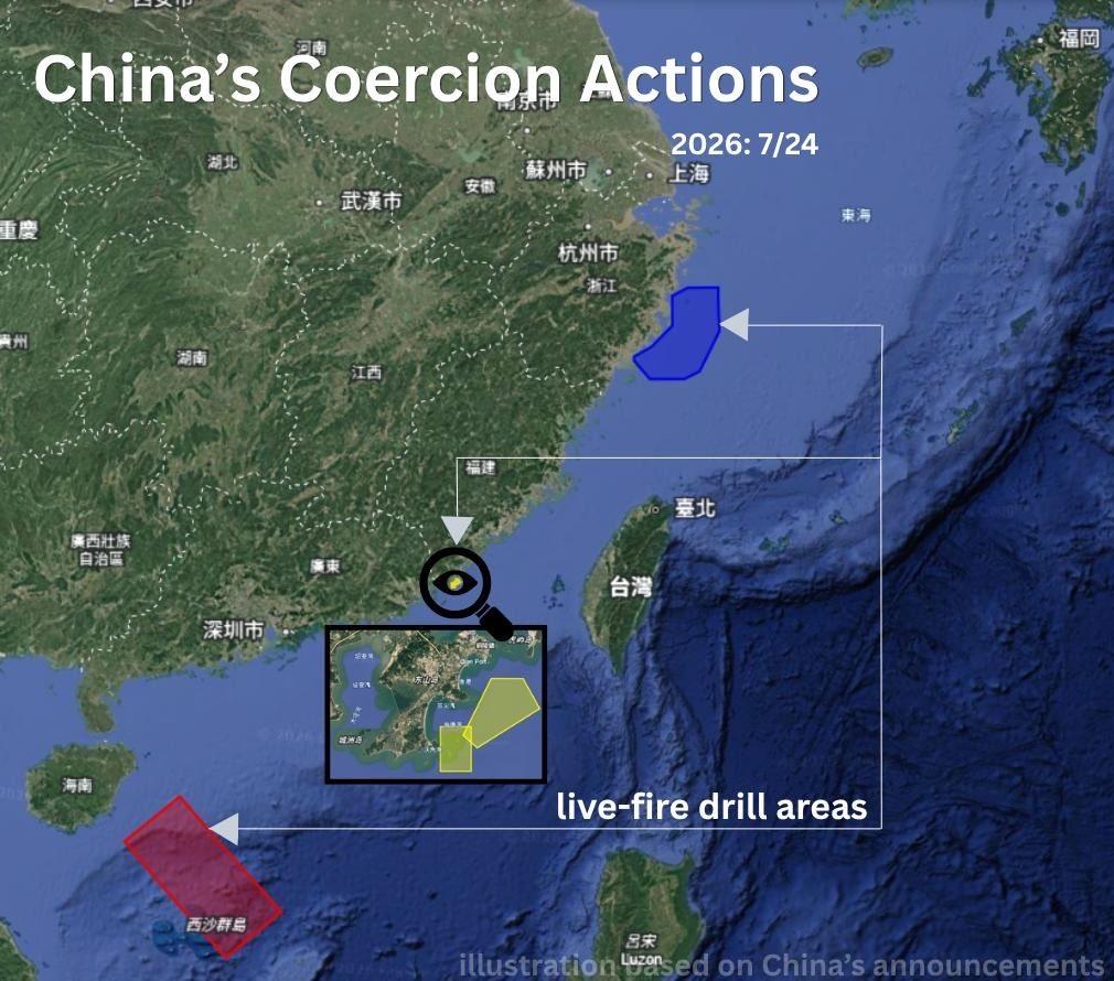 China Holds Taiwan Strait Live-Fire Drills Amid Wider Coastal Military Activity