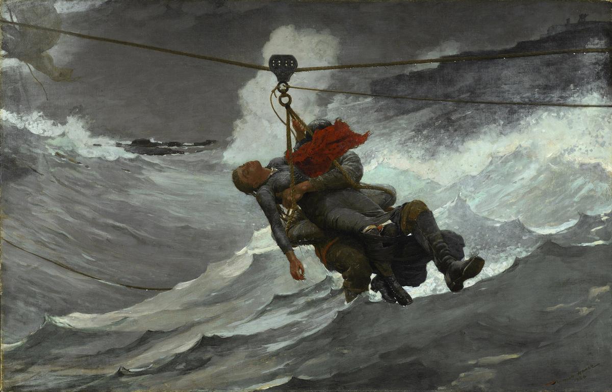 "The Life Line," 1884, by Winslow Homer. Oil on canvas; 28 5/8 inches by 44 3/4 inches. Philadelphia Museum of Art. (Courtesy of PMA)