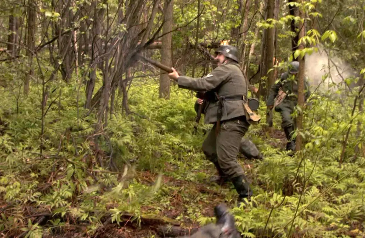 A German patrol is ambushed, in “The Liberation Men.” (GJW+)