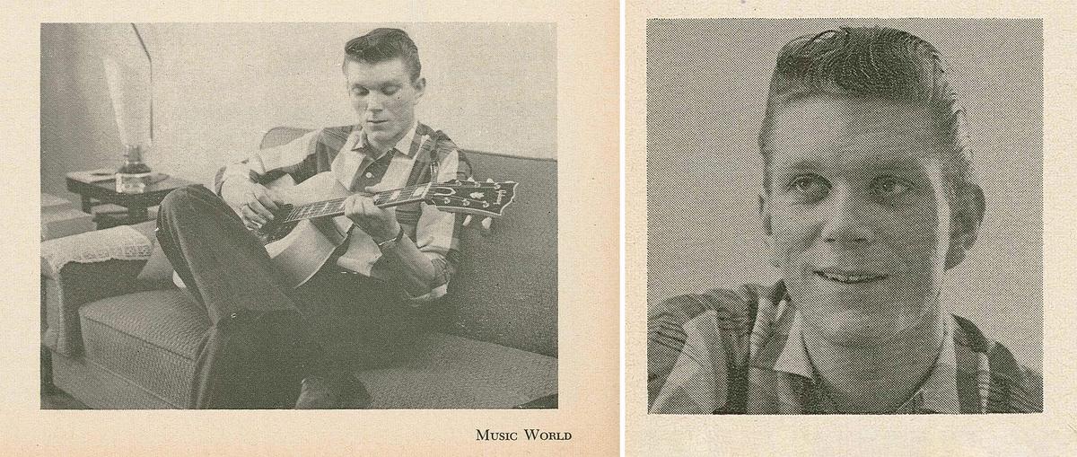 Photographs from Music World magazine featuring an article on the "Huntin', Fishin' and Singin' TV Star" Tommy Hunter from the series "At Home With the Stars" by John Trent, May 11, 1958. Internet Archive. (Public Domain)