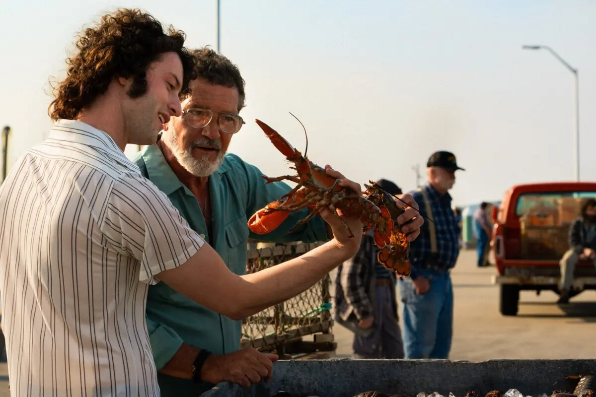 Anthony Bourdain (Dominic Sessa, L) and "Chef" (Antonio Banderas), in "Tony." (A24)