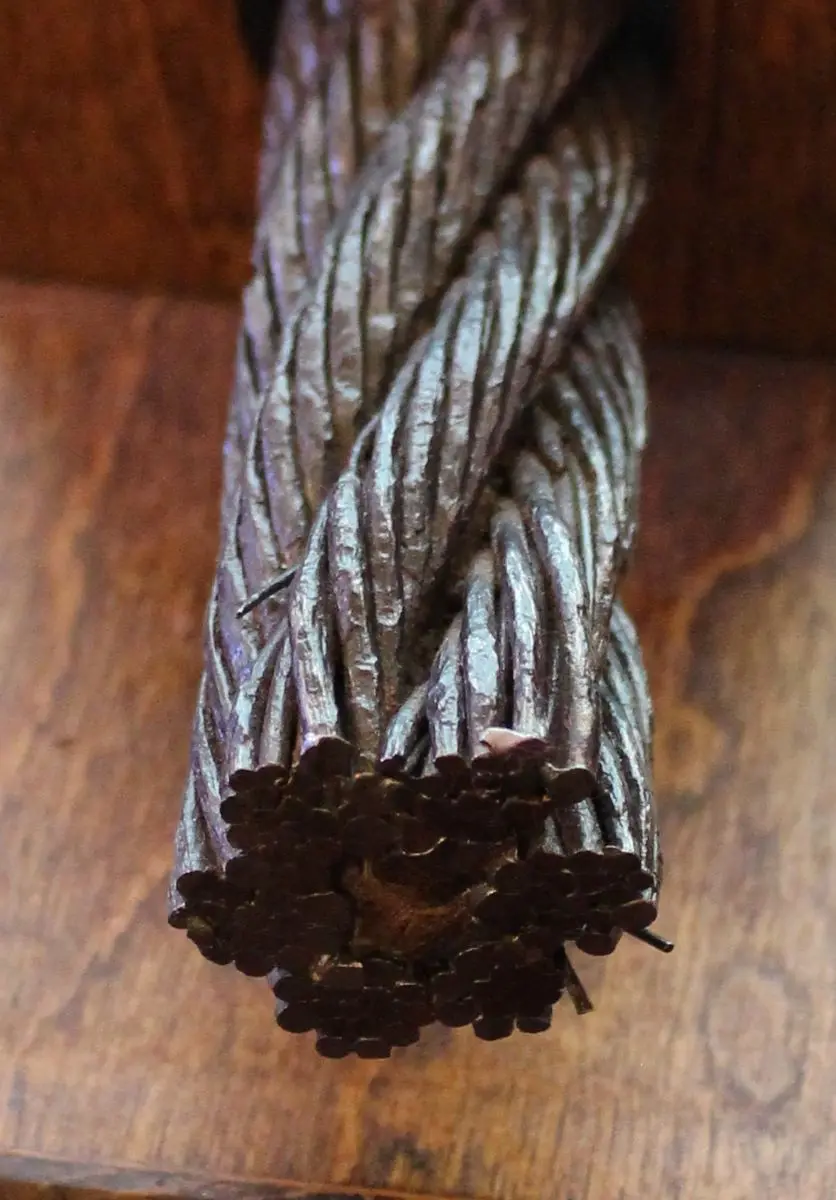 Section of a rail and cable from a San Francisco cable car, circa 1909. Exhibit at the 2015 San Francisco History Expo. (<a href="https://commons.wikimedia.org/wiki/User:HaeB">HaeB</a>/<a href="https://creativecommons.org/licenses/by-sa/4.0/">CC BY-SA 4.0</a>)