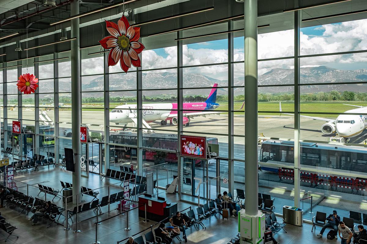 Tirana International Airport, Albania’s primary international airport, has all the modern facilities of restaurants, shops, and passenger services. (Elena Alex photo/Getty Images)