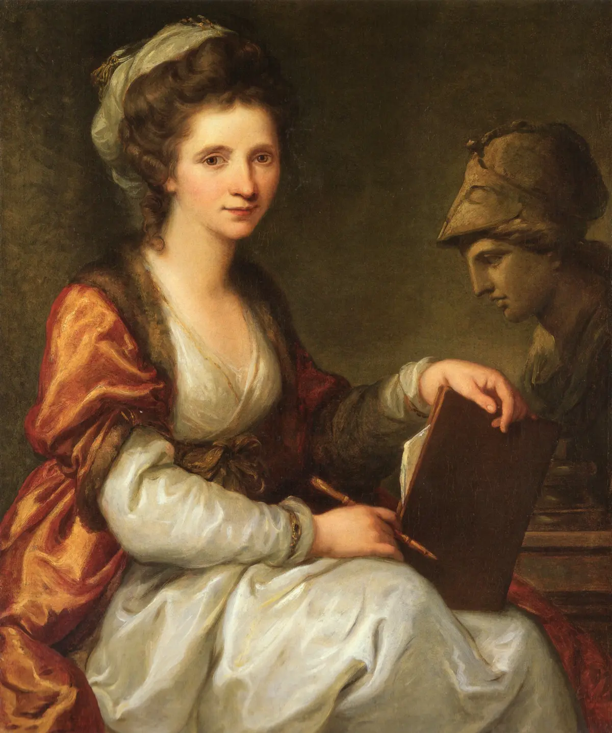 Self-portrait of the artist, 1780, by Angelica Kauffmann. Oil on canvas. Graubünden Art Museum, Chur, Switzerland. (Public Domain)