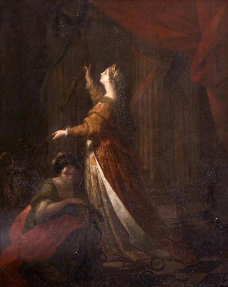 "Penelope Taking Down the Bow of Ulysses," 1768, by Angelica Kauffmann. Oil on canvas; 50 inches by 40 inches. National Trust, U.K. (Public Domain)