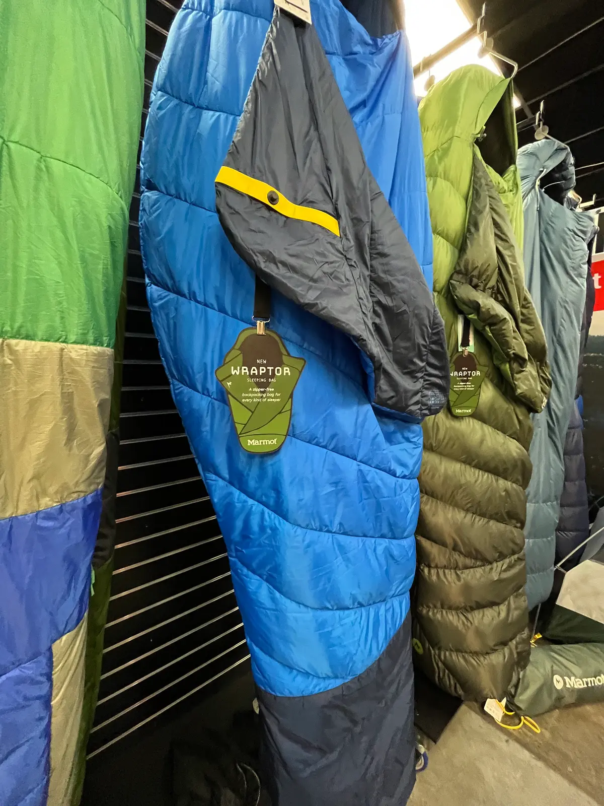 The Wraptor zipperless sleeping bag from Marmot.