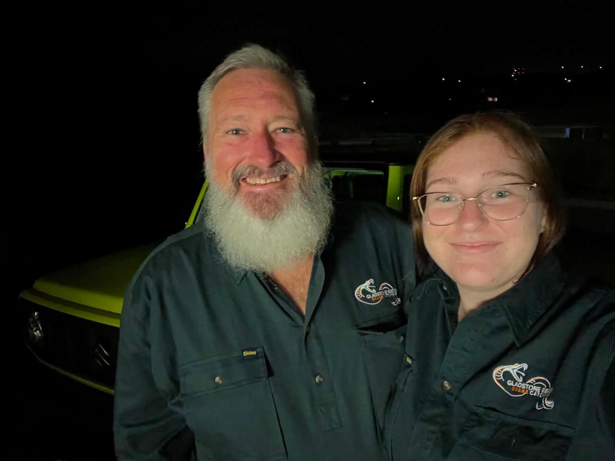 Gladstone snake catcher David Voss and daughter Holly are a father-daughter snake-catching duo. (Courtesy of David Voss)