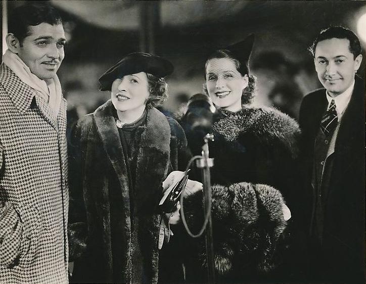(L–R) Mr. and Mrs. Clark Cable, Norma Shearer, and Irving Thalberg at a movie premiere in 1935. (Public Domain)