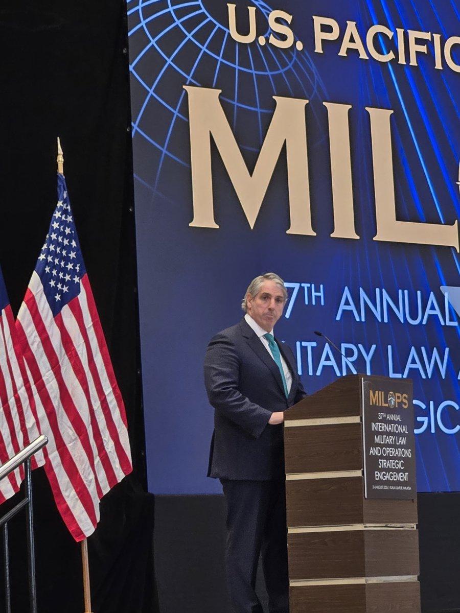 Under Secretary of State for Arms Control and International Security Thomas G. DiNanno speaks at the 37th annual International Military Law and Operations Conference in Kuala Lumpur, Malaysia, on Aug. 3, 2026. (Courtesy of Under Secretary of State Thomas G. DiNanno)