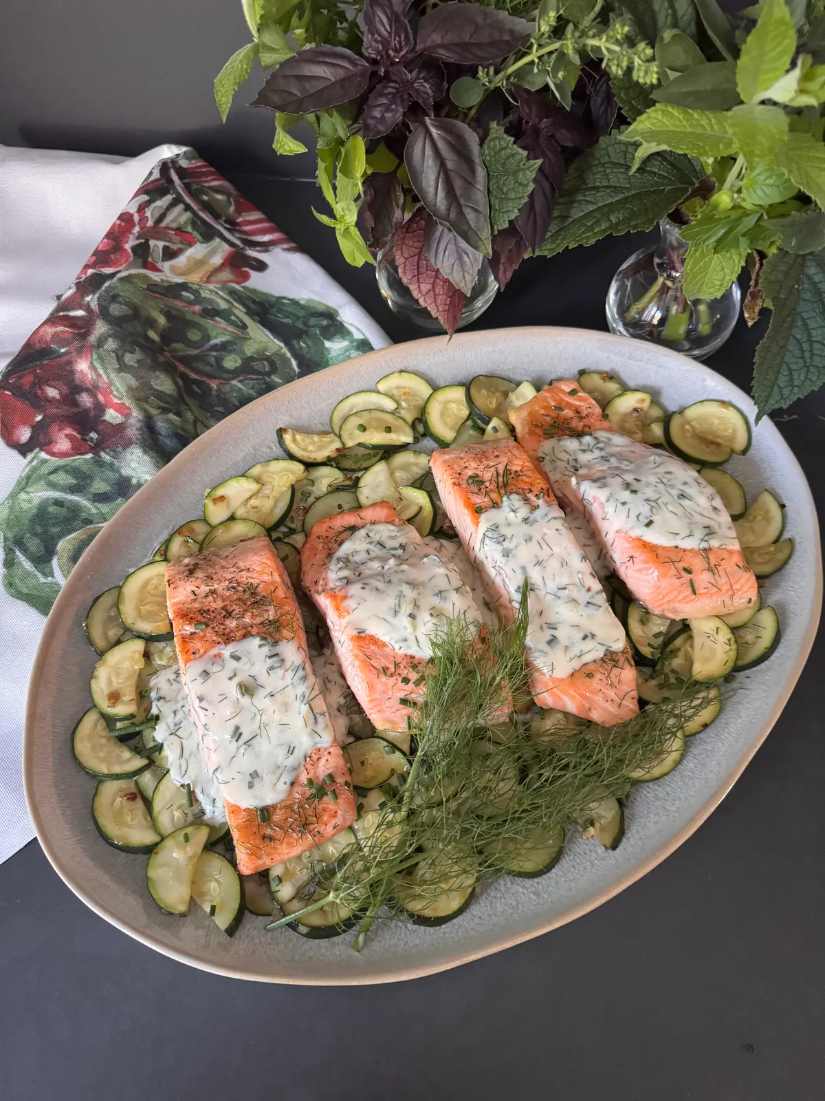For grilled fish and zucchini, a creamy sauce seems in order. (JeanMarie Brownson/TCA)