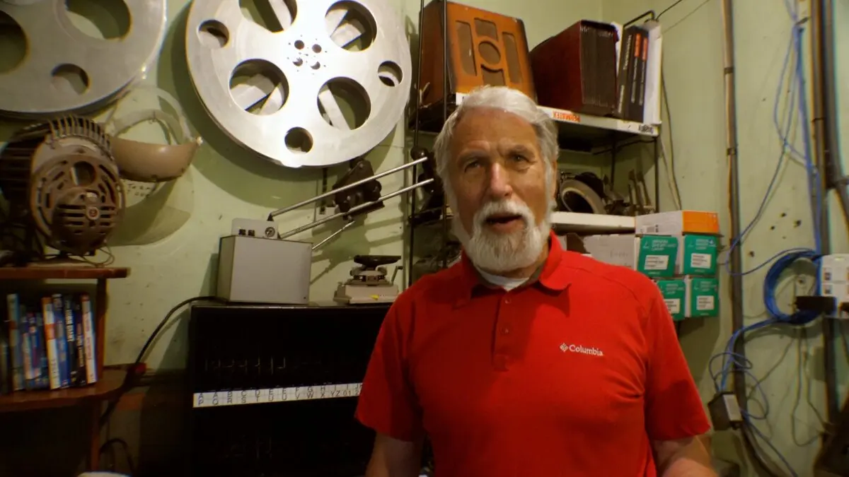 Owner of the Ruby Theater, Larry Hibbard, in "Last Picture Shows." (Foghorn Features)
