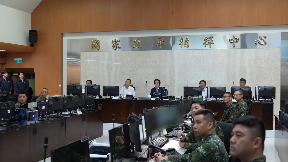 Taiwanese President Lai Ching-te chairs a meeting at the underground Hengshan Command Center in Taipei on Aug. 5, 2026. (Courtesy of the Office of the ROC President)