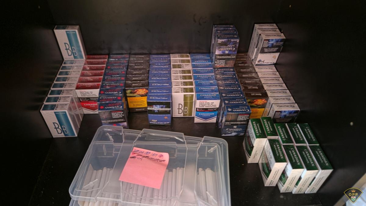 The Ontario Provincial Police reported the confiscation of contraband tobacco during raids on three illegal marijuana shops in London, Ont., on July 16, 2026. (OPP photo)
