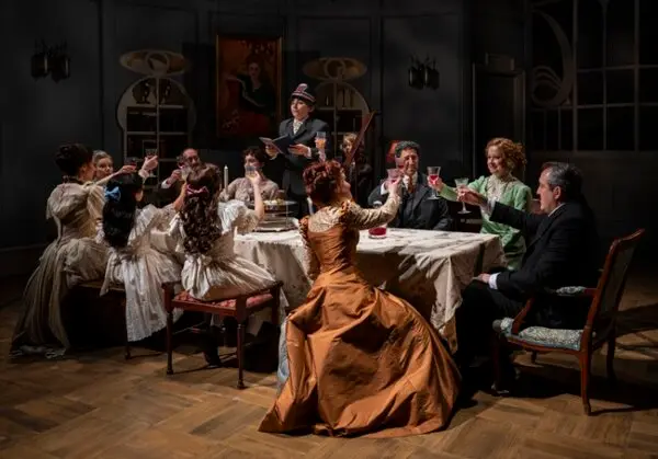 The entire cast of Tom Stoppard’s "Leopoldstadt" at Writers Theatre, delivering stand-out portrayals in this masterful production. (Michael Brosilow)