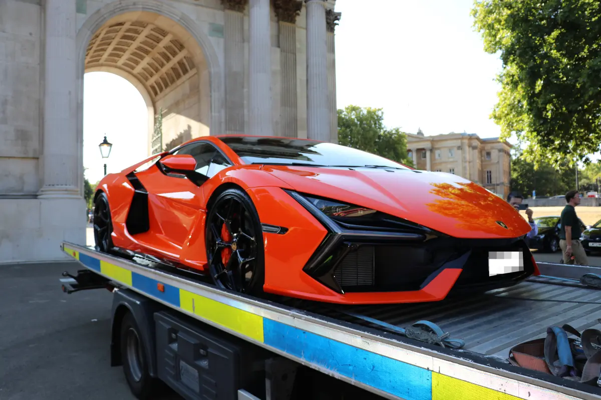 A Lamborghini Revuelto seized by the Metropolitan Police in London between Aug. 7 and Aug. 9. (Courtesy of the Metropolitan Police)