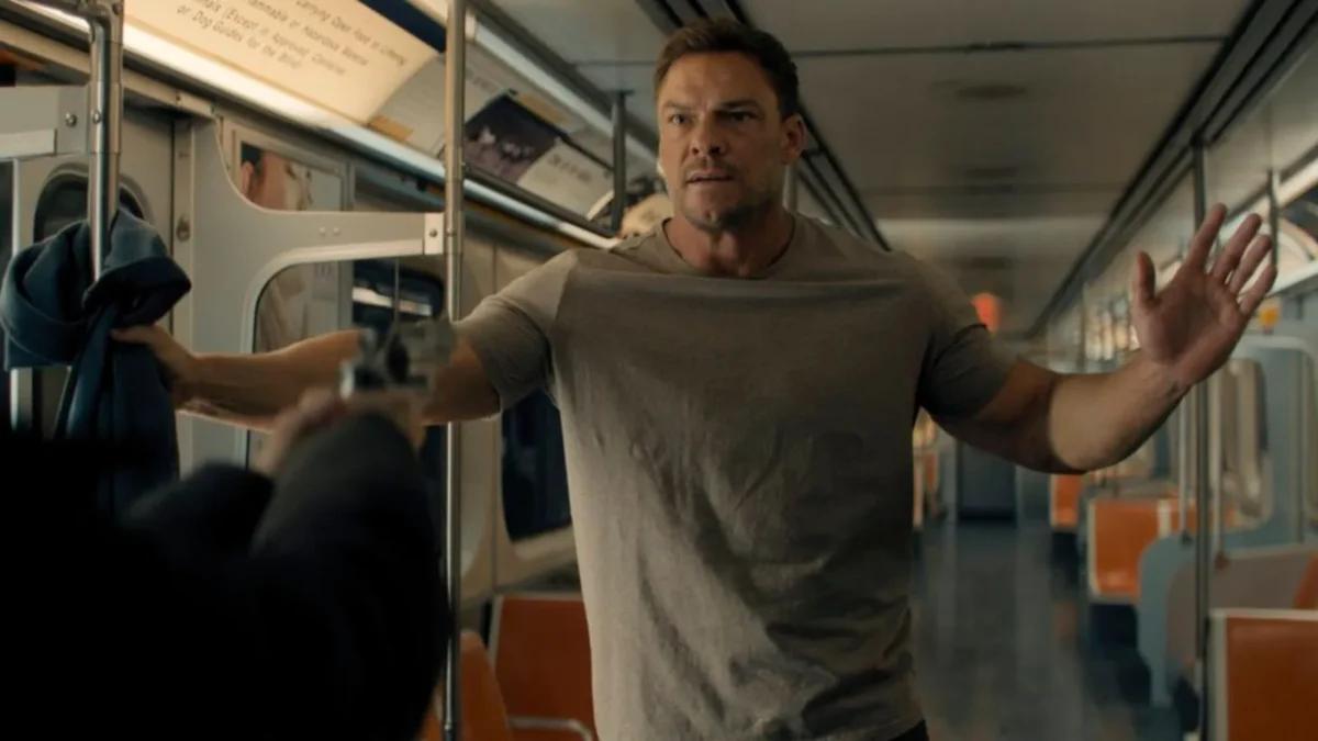 Jack Reacher (Alan Ritchson) begins an investigation on a train, in "Reacher: Season Four." (Prime Video)