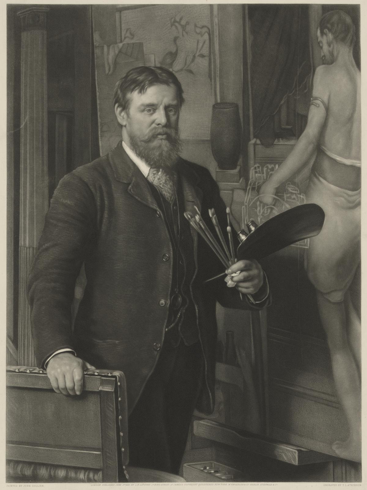 A portrait of Alma Tadema after the 1884 painting by John Collier. Library of Congress. (Public Domain)