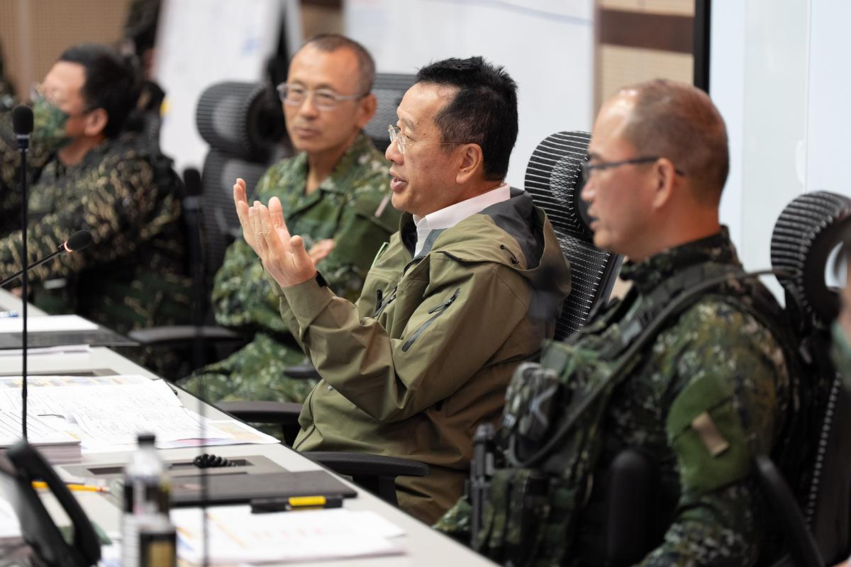 Taiwan’s Defense Minister Wellington Koo inspects the Third Theater of Operations’ Joint Fire Coordination Center on Aug. 9, 2026. (Courtesy of Taiwan’s Ministry of National Defense)