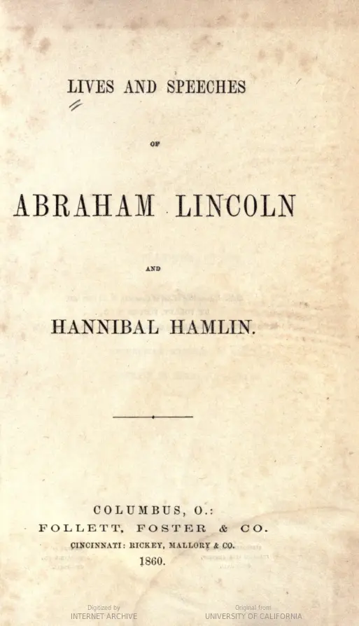 Title page of Howells's campaign biography of Abraham Lincoln. (Public Domain)