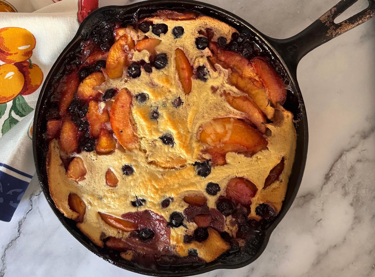 Fruity Pancakes With Cherry Ginger Sauce, a Peach of a Breakfast