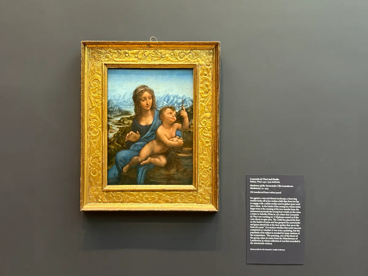 "Madonna of the Yarnwinder (The Lansdowne Madonna),” circa 1501, by Leonardo da Vinci at The Met Fifth Avenue in Gallery 609. (Michelle Plastrik/The Epoch Times)