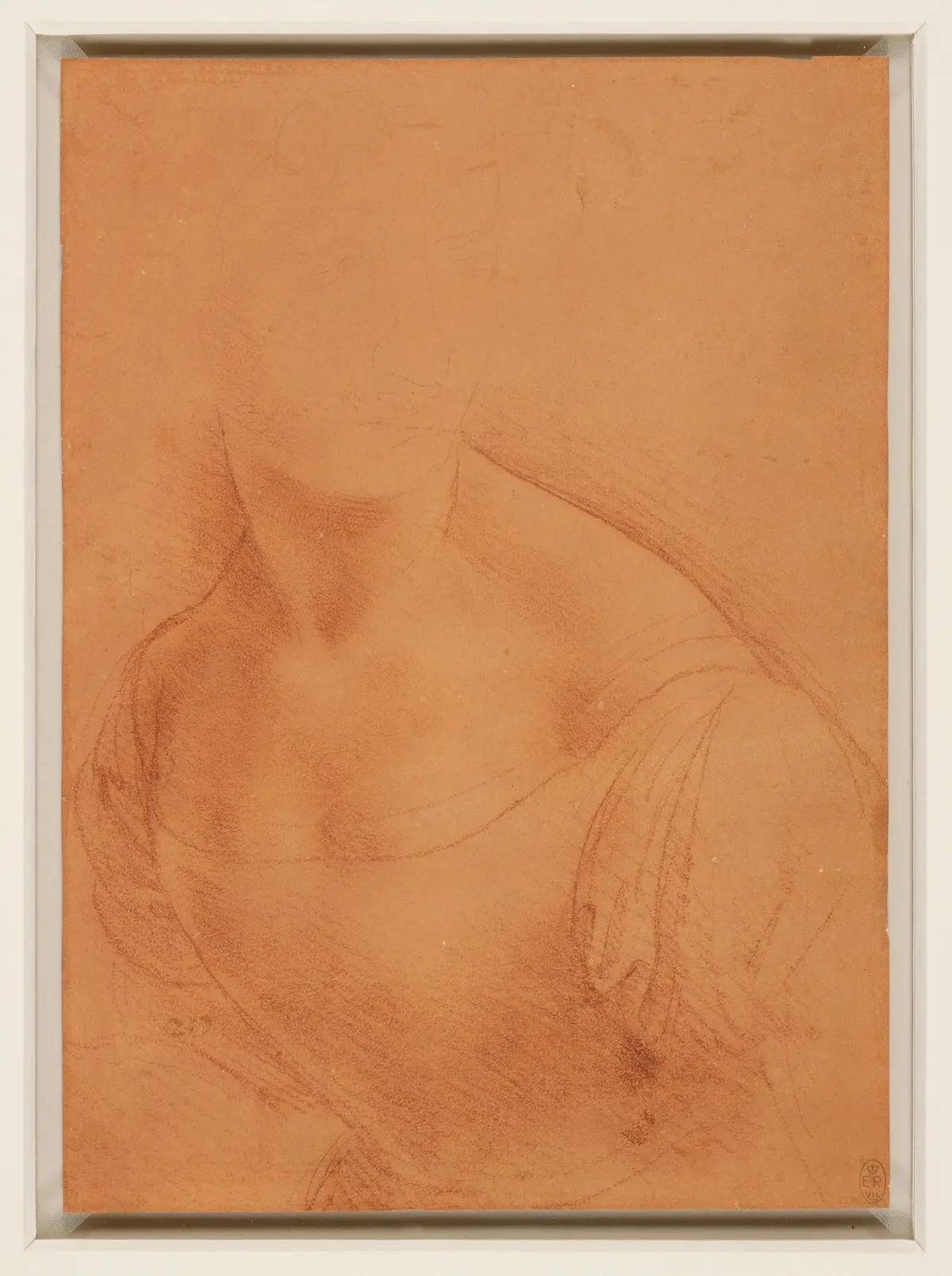 "The Bust of the Madonna," circa 1500, by Leonardo da Vinci. Metalpoint, red chalk, on pale red prepared paper; 8 3/4 inches by 6 3/8 inches. Royal Collection Trust. (Public Domain)