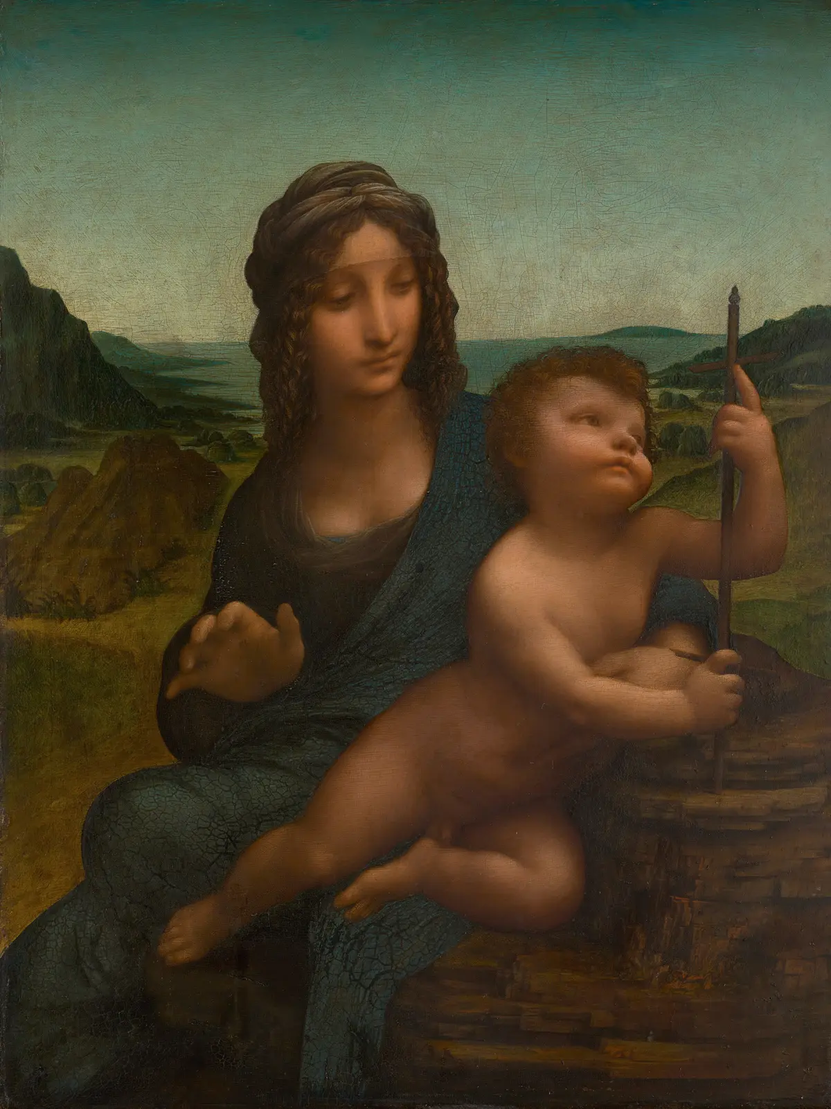 “The Madonna of the Yarnwinder (The Buccleuch Madonna),” circa 1501, by Leonardo da Vinci. Oil on panel; 19 1/16 inches by 14 1/2 inches. The National, Edinburgh. (Public Domain)
