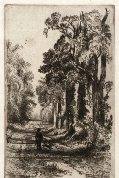 "A Country Lane," circa 1875-85, by Emily Kelley Moran. Etching. (Public Domain)