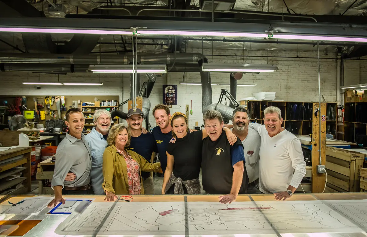 The family business’s fourth and fifth generations pose at the Daprato Rigali Studios after winning the 26th annual Illinois Family Business of the Year Award, 2019. (Natalie Battaglia/Loyola University Chicago)