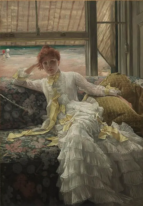 "Seaside," 1878, by James Tissot. Natural, loosely woven fibers like cotton and linen allowed bodies to breathe and dissipate heat much better than modern synthetic fabrics. (Public Domain)