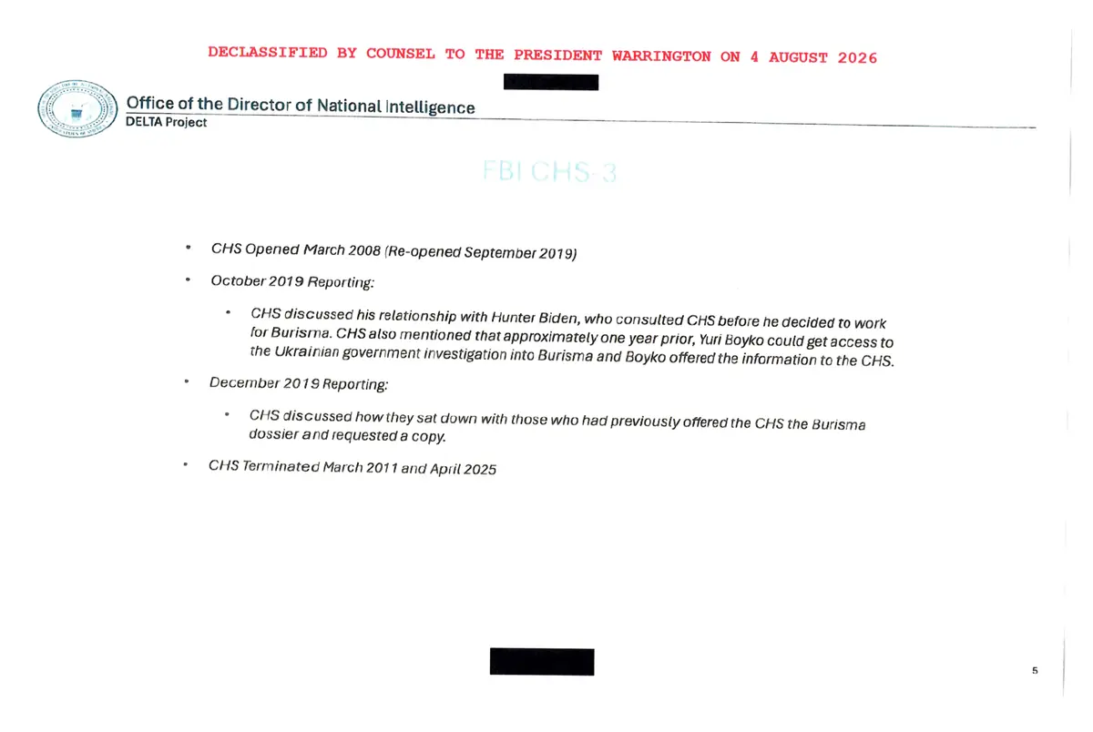 A memo from the Director of National Intelligence. (Courtesy of the White House)