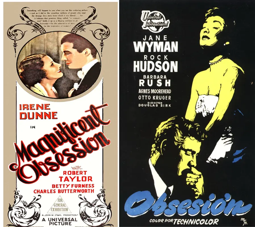 Posters from (L) 1935 and (R) 1954 adaptations of "Magnificent Obsession." (Universal Pictures)