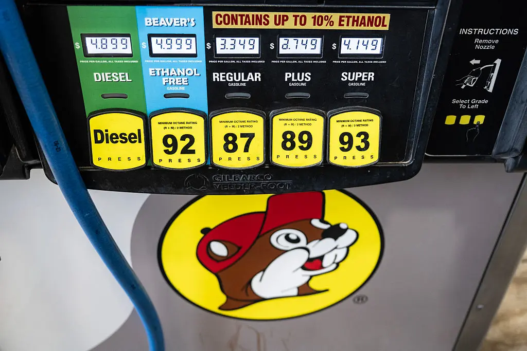 Gasoline prices are displayed in a gas dispenser at a Buc-ee's gas station in Katy, Texas, on Aug. 17, 2026. (Ronaldo Schemidt/AFP via Getty Images)