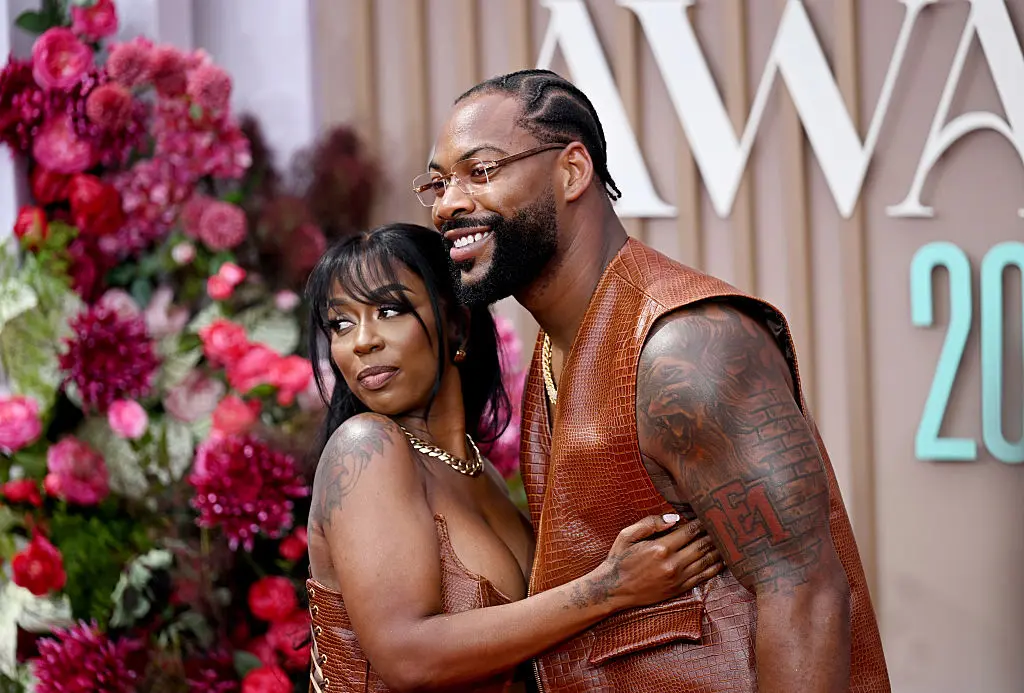 (L-R) Kash Doll and Za'Darius Smith attend the 2025 BET Awards at Peacock Theater in Los Angeles on June 9, 2025. (Paras Griffin/Getty Images)