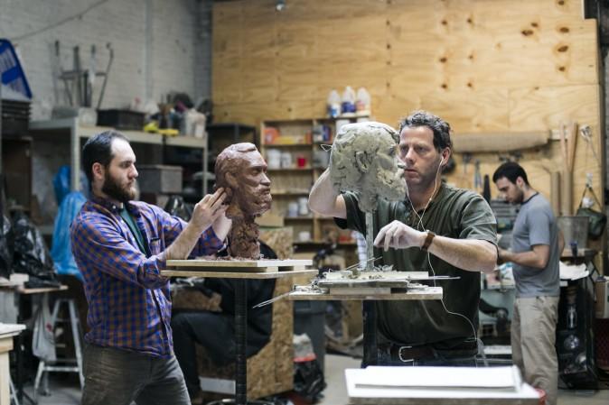 Artists Brendan Johnson (L) and Jacob Collins, founder of Grand Central Atelier in Queens, New York, on March 7, 2016. (Samira Bouaou/Epoch Times)