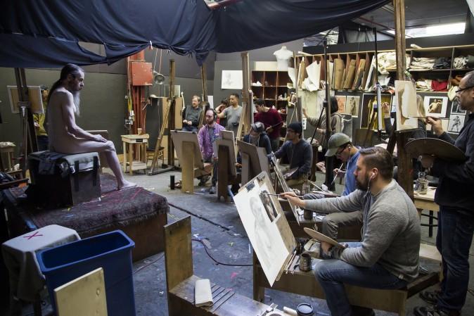 Students at the Grand Central Atelier in Queens, New York, on March 6, 2017. (Samira Bouaou/Epoch Times)