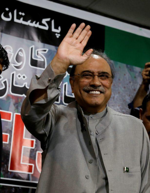 Asif Ali Zardari, former president of Pakistan and co-chairman of Pakistan People's Party (PPP), gestures during a news conference to unveil party's manifesto for the upcoming general election, in Islamabad, Pakistan on June 28, 2018. (Faisal Mahmood/Reuters)