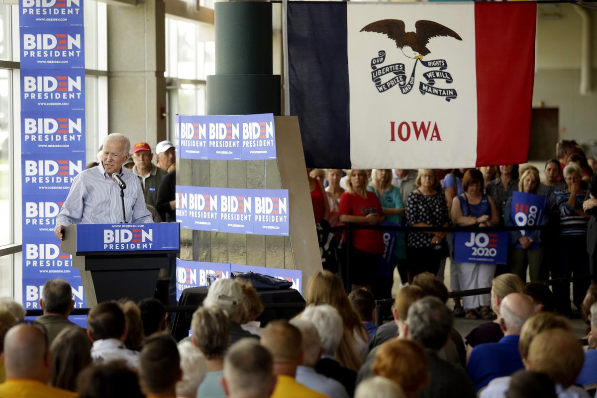 Former vice president and 2020 Democratic presidential candidate Joe Biden speaks during a campaign event in Ottumwa, Iowa on June 11, 2019. (Photo by Joshua Lott/Getty Images)