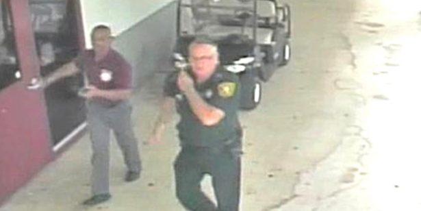 Scot Peterson on duty screenshotted from the security camera. (Screenshot/Broward County Sheriff's office)