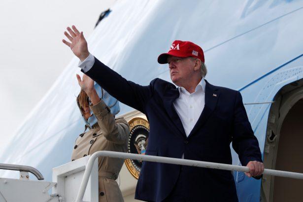 President Donald Trump and First Lady Melania Trump board Air Force One as they depart Shannon international airport en route to Washington, in Shannon, Ireland, on June 7, 2019. (Carlos Barria/Reuters)