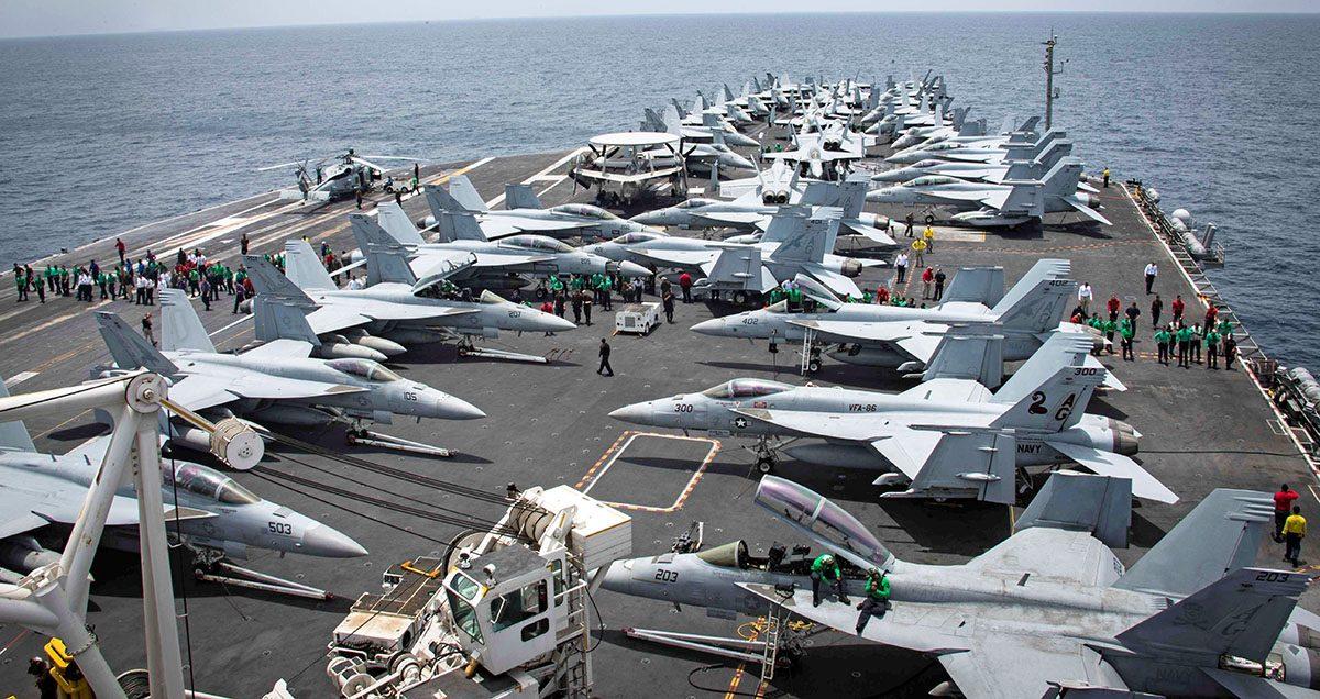 Flight deck of the U.S. aircraft carrier USS Abraham Lincoln in the Arabian Sea, on May 19, 2019. (Garrett LaBarge/U.S. Navy/Handout via Reuters)
