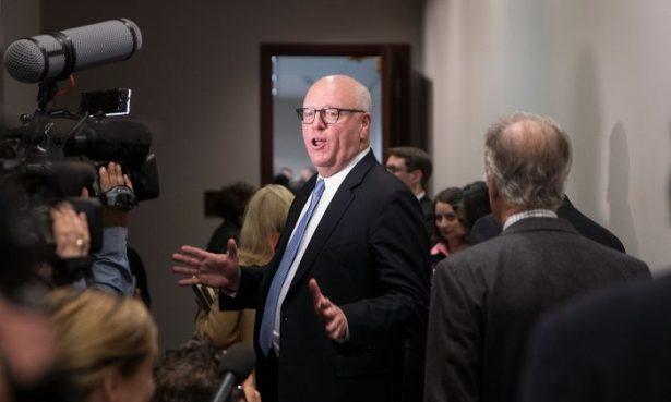 Rep. Joseph Crowley (D-NY) talks to reporters as he arrives for a House Democratic caucus meeting at the U.S. Capitol in Washington on Feb. 8, 2018. (Chip Somodevilla/Getty Images)