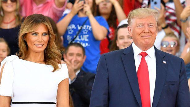 President Donald Trump (R) and First Lady Melania Trump arrive for the "Salute to America" Fourth of July event at the Lincoln Memorial in Washington, on July 4, 2019. (Mandel Ngan/AFP/Getty Images)