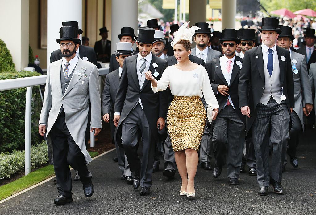 Mohammed bin Rashid Al Maktoum and Princess Haya bint Al Hussein attend day four of Royal Ascot 2014 at Ascot Racecourse in Ascot, England on June 20, 2014. (Chris Jackson/Getty Images for Ascot Racecourse)