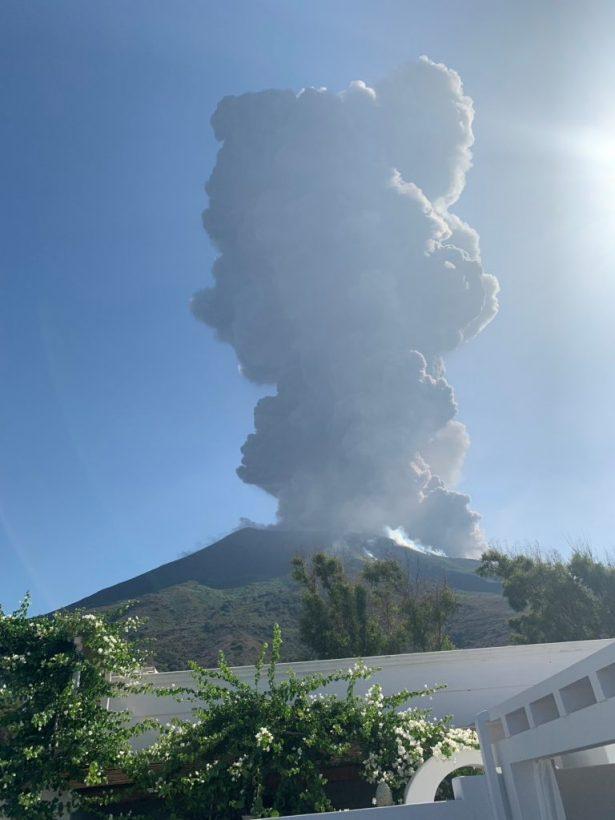 Ash rises after a volcano eruption in Stromboli, Italy, on July 3, 2019. (Gernot Werner Gruber via Reuters)