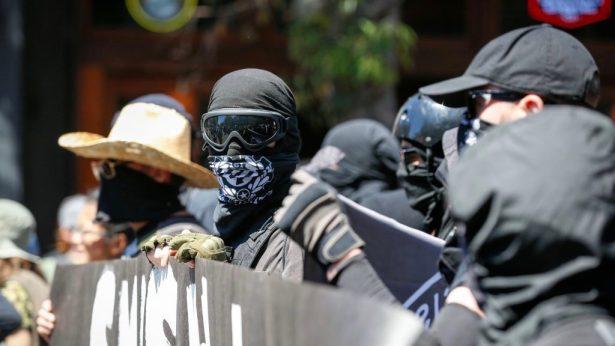Antifa militants at a rally in downtown Berkeley, Calif., on Aug. 5, 2018. (Amy Osborne/AFP/Getty Images)