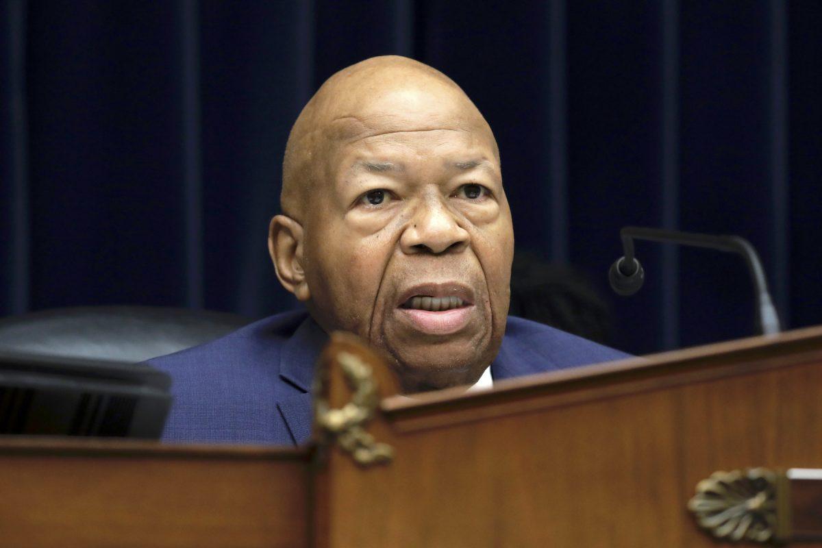 Chairman Elijah Cummings, (D-Md.), gives opening remarks before the House Oversight Committee on Capitol Hill in Washington, July 12, 2019. (AP Photo/Pablo Martinez Monsivais)